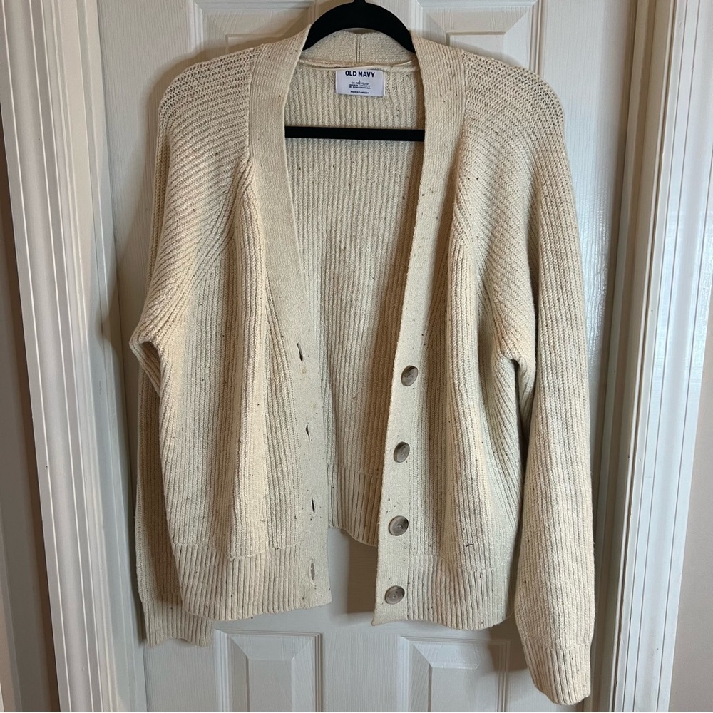Old Navy Cream Cardigan/Sweater Large